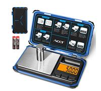 ACCT Bilancia tascabile di precisione, 200 g x 0,01 g, bilancia digitale per alimenti con display LCD, conversione con un clic da 6 unità, mini scala per erbacce/cucina/monete (batteria inclusa)
