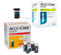 Accu Chek FastClix Lancets + Accu Chek - Strisce reattive istantanee, confezione da 204 lancette precaricate + 50 strisce reattive MG Living