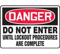 Accuform"Danger Do Not Enter Until Lockout Procedures are Complete" Safety Sign, Plastic, 10 x 14 Inches (MLKT013VP)