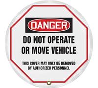 Accuform KDD811 STOPOUT - Coprivolante in vinile con messaggio, leggenda OSHA "Danger Do Not Operate or move vehicle - This cover may be remove only by authorized personel", diametro 40,6 cm,