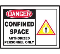 Accuform LCSP001VSP Safety Label, Legend "DANGER CONFINED SPACE AUTHORIZED PERSONNEL ONLY" with Graphic, 3.5" Length x 5" Width x 0.004" Thickness, Adhesive Vinyl, Red/Black/Yellow on White (Pack of 5)