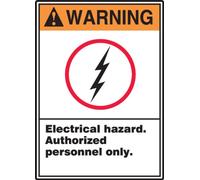Accuform LELC335XVE - Etichetta di sicurezza Legend"Warning Electrical Hazard Authorized Personal" con grafica, lunghezza 12,7 cm x larghezza 8,9 cm x spessore 0,0 cm, adesivo Dura-Vinyl, arancione/nero/rosso su bianco