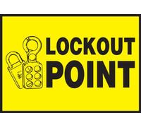 Accuform LLKT510XVE Lockout Safety Label, Legend"Lockout Point" with Graphic, 3.5" Length x 5" Width x 0.006" Thickness, Adhesive Dura-Vinyl, Black on Yellow
