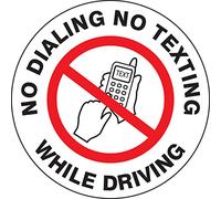 Accuform LVHR408 - Etichetta adesiva di sicurezza in vinile, con scritta "No Dialing No Texting While Driving", 3,8 cm di lunghezza x 3,8 cm di larghezza x 0,0 cm di spessore, rosso/nero su bianco (confezione da 5)