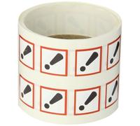 Accuform LZH607EV5 GHS Pictogram Label, EXCLAMATION MARK, 1" Length x 1" Width, Adhesive-Poly, Red/Black on White (Roll of 500)