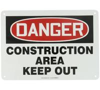 Accuform MADM014VA Cartello di sicurezza in alluminio, leggenda "Danger Construction Area Keep Out", 25,4 cm di lunghezza x 35,6 cm di larghezza, rosso/nero su bianco