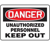 Accuform MADM090VA - Cartello di sicurezza in alluminio, leggend"Danger Unauthorized Personnel Keep Out", 25,4 cm di lunghezza x 35,6 cm di larghezza, rosso/nero su bianco