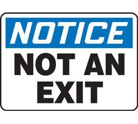 Accuform MADM401XV - Targa adesiva in vinile Dura, con scritta "Notice NOT an exit", 17,8 cm di lunghezza x 25,4 cm di larghezza x 0,0 cm di spessore, blu/nero su bianco