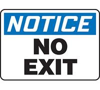 Accuform MADM876XV Adhesive Dura-Vinyl Sign, Legend"Notice No Exit", 7" Length x 10" Width x 0.006" Thickness, Blue/Black on White, 7" Height, 10" Wide, 7" Length, Dura-Vinyl