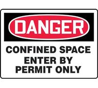 Accuform MCSP133VA Cartello di sicurezza in alluminio, leggenda "Danger Confined Space Enter by Permit Only", 17,8 cm di lunghezza x 25,4 cm di larghezza, rosso/nero su bianco