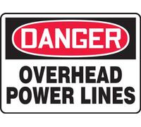 Accuform MELC146VA Cartello di sicurezza in alluminio, leggenda "Danger Overhead Power Lines", 17,8 cm di lunghezza x 25,4 cm di larghezza, rosso/nero su bianco