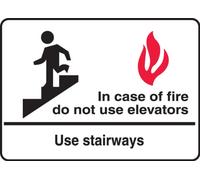 Accuform MEXT452VA, cartello in alluminio, Legend"in case of fire do not use elevators use scale", 17,8 cm lunghezza x 25,4 cm larghezza, rosso/nero su bianco