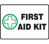 Accuform MFSD446VA - Segnale di sicurezza in alluminio, leggenda"First Aid KIT" con grafica, lunghezza 25,4 cm x larghezza 35,6 cm, verde/nero su bianco