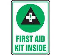 Accuform MFSD538VS - Cartello adesivo di sicurezza in vinile, con scritta "First Aid Kit Inside", 35,6 cm di lunghezza x 25,4 cm di larghezza x 0 cm di spessore, verde/nero su bianco