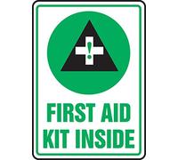 Accuform MFSD538XV - Cartello di sicurezza adesivo Dura-Vinyl Legend"First AID KIT Inside", 35,6 cm di lunghezza x 25,4 cm di larghezza x 0,0 cm di spessore, verde/nero su bianco