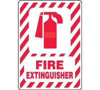 Accuform MFXG419XV - Targa adesiva in vinile Dura, con scritta "Fire Extintisher", 25,4 cm di lunghezza x 17,8 cm di larghezza x 0,0 cm di spessore, rosso su bianco