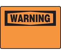Accuform MRBH327XV Adhesive Dura-Vinyl Sign, Legend"WARNING", 7" Length x 10" Width x 0.006" Thickness, Black on Orange