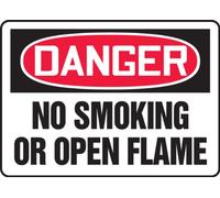 Accuform MSMK120VA Cartello di sicurezza in alluminio, leggenda "Danger no smoking or open flame", 17,8 cm di lunghezza x 25,4 cm di larghezza, rosso/nero su bianco