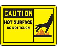 Accuform MWLD609VP Plastic Safety Sign, Legend"Caution HOT Surface DO NOT Touch" with Graphic, 10" Length x 14" Width x 0.055" Thickness, Red/Black on Yellow