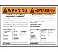 Accuform SBLELC334 Adhesive Label, Legend"Warning ARC Flash and Shock Hazard Appropriate PPE", 0.006" Thickness, Dura-Vinyl, 5" x 7", Orange/Black on White