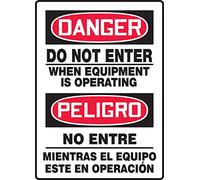 Accuform SBMADM114XT Legend"DANGER DO NOT ENTER WHEN EQUIPMENT IS OPERATING" Sign, 14" Height, 10" Wide, 14" Length, 0.060" Thickness, Dura-Plastic, Red/Black on White