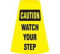 Accuform Signs FBC919E Vinyl Traffic Cone Cuff Sleeve, Legend"Caution Watch Your Step", Black on Yellow
