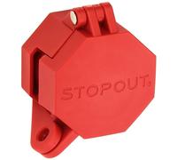 Accuform Signs KDD477 STOPOUT - Serratura a mano per rimorchio, blocca l'accesso al collegamento della linea aerea, plastica con perno in acciaio zincato, rosso