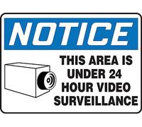 ACCUFORM Signs MASE807VA Cartello di sicurezza in alluminio, leggenda "Notifica this area is under 24 hours video surveillance" con grafica, 25,4 cm di lunghezza x 35,5 cm di larghezza x 0,040 cm di