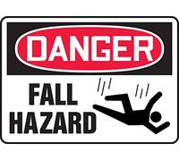 Accuform Signs MCRT147VP - Cartello di sicurezza in plastica, con scritta "Danger Fall Hazard", 17,8 cm di lunghezza x 25,4 cm di larghezza x 0,1 cm di spessore, rosso/nero su bianco