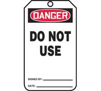 Accuform Signs MDT106CTP Safety tag, Legend "danger do not use", 14,6 cm lunghezza x 8,3 cm larghezza x 0 cm spessore, pf-cardstock, rosso/nero su bianco (confezione da 25)