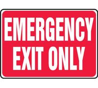 Accuform Signs MEXT586VS Cartello di sicurezza adesivo in vinile, leggenda "Emergency EXIT ONLY", 17,8 cm di lunghezza x 25,4 cm di larghezza x 0,0 cm di spessore, bianco su rosso