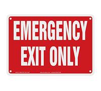Accuform Signs MEXT586VS - Cartello di sicurezza in vinile adesivo, leggenda "Emergency EXIT ONLY", 17,8 cm di lunghezza x 25,4 cm di larghezza x 0,0 cm di spessore, bianco su rosso