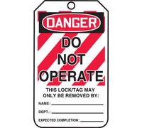 Accuform Signs MLT400PTP lockout tag, Legend "danger do not Operate", 14,6 cm lunghezza x 8,3 cm larghezza x 0 cm spessore, rp-plastic, rosso/nero su bianco (confezione da 25)