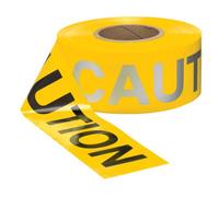 Accuform Signs MPT231 Reflective Plastic Barricade/Perimeter Tape, Legend CAUTION, 3 Width x 1000-ft Length x 3-mil Thickness, Black/Reflective Silver on Yellow by Accuform