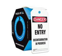 Accuform Tag di sicurezza by-The-Roll: Pericolo NESSUN DECONTAMINAZIONE in corso, 250/Roll, TAR220