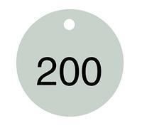 Accuform TDG368WT Accu-Ply - Targhetta numerata incisa in plastica, cerchio, serie da 176 a 200, 3,8 x 3,8 cm, nero su bianco (confezione da 25)