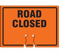 AccuformNMC "Road Closed" Traffic Cone Top, Combine With Orange Cones to Create a Warning Sign, 10" x 14" Plastic Cone Sign, Made in the USA, FBC736