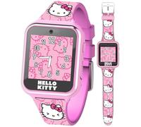 Accutime Hello Kitty Kids Smartwatch - Touchscreen interattivo con 10 quadranti, fotocamera, giochi, sveglia, contapassi e altro ancora, regalo divertente per ragazze, con cinturino in silicone rosa