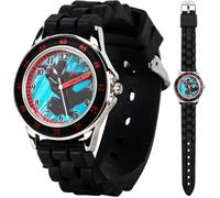 Accutime Marvel Spider-Man Miles Morales Time Teacher Orologio per bambini con cinturino in silicone nero e custodia in latta da collezione