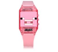 Accutime Microsoft Minecraft, orologio digitale per bambini, con luce LED lampeggiante, display LCD, orologio per bambini e ragazze, cinturino in silicone rosa (modello: Min4031AZ), Rosa, Orologio da