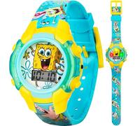 Accutime Nickelodeon Spongebob Squarepants - Orologio LCD per bambini con luci LED, cinturino colorato con personaggio, display lampeggiante interattivo, fornito in scatola di latta da collezione