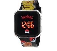 Accutime Orologio a LED per bambini, design Pokémon, grande display digitale a LED, cinturino regolabile, lunga durata della batteria, spegnimento automatico, nero