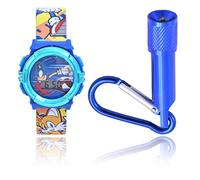 Accutime Sega Sonic - Set di orologi digitali per bambini, con luci lampeggianti a LED, display LCD, torcia portachiavi, orologio per bambini, ragazze o ragazzi, cinturino in plastica blu (modello