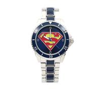 Accutime Superman Classic Logo argento e blu orologio analogico con cinturino in metallo