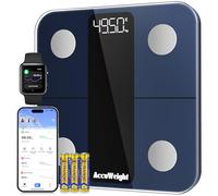 ACCUWEIGHT Bilancia Pesapersone Digitale Bilancia intelligente 180KG con Analisi Corporea e APP Bilancia BIA Impedenziometrica Bilancia Massa Magra e Grassa Misura BMI Frequenza Cardiaca