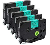 ACD.auto - 5 cartucce a nastro laminato, compatibili con Brother P-Touch Tze TZ, 12 mm x 8 m TZe-731 Black on Green
