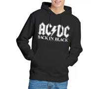 ACDC Back in Black Hoodie Felpa con Cappuccio, Nero, S Unisex-Adulto
