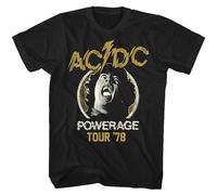 ACDC Powerage Tour T-Shirt Manica Corta Girocollo Cotone Nero