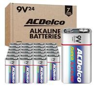 ACDelco 24 batterie da 9 volt, batteria super alcalina di potenza massima, durata 7 anni, imballaggio riciclabile