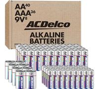 ACDelco 84-Count Alkaline Batteries, 40 Double AA, 36 Triple AAA, 8 Count of 9 Volt, Battery Combo Pack for Home and Office, Reclosable Packaging